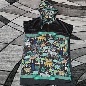 YUE YUE SAFARI CHINESE HOODIE SLEEVELESS DRESS